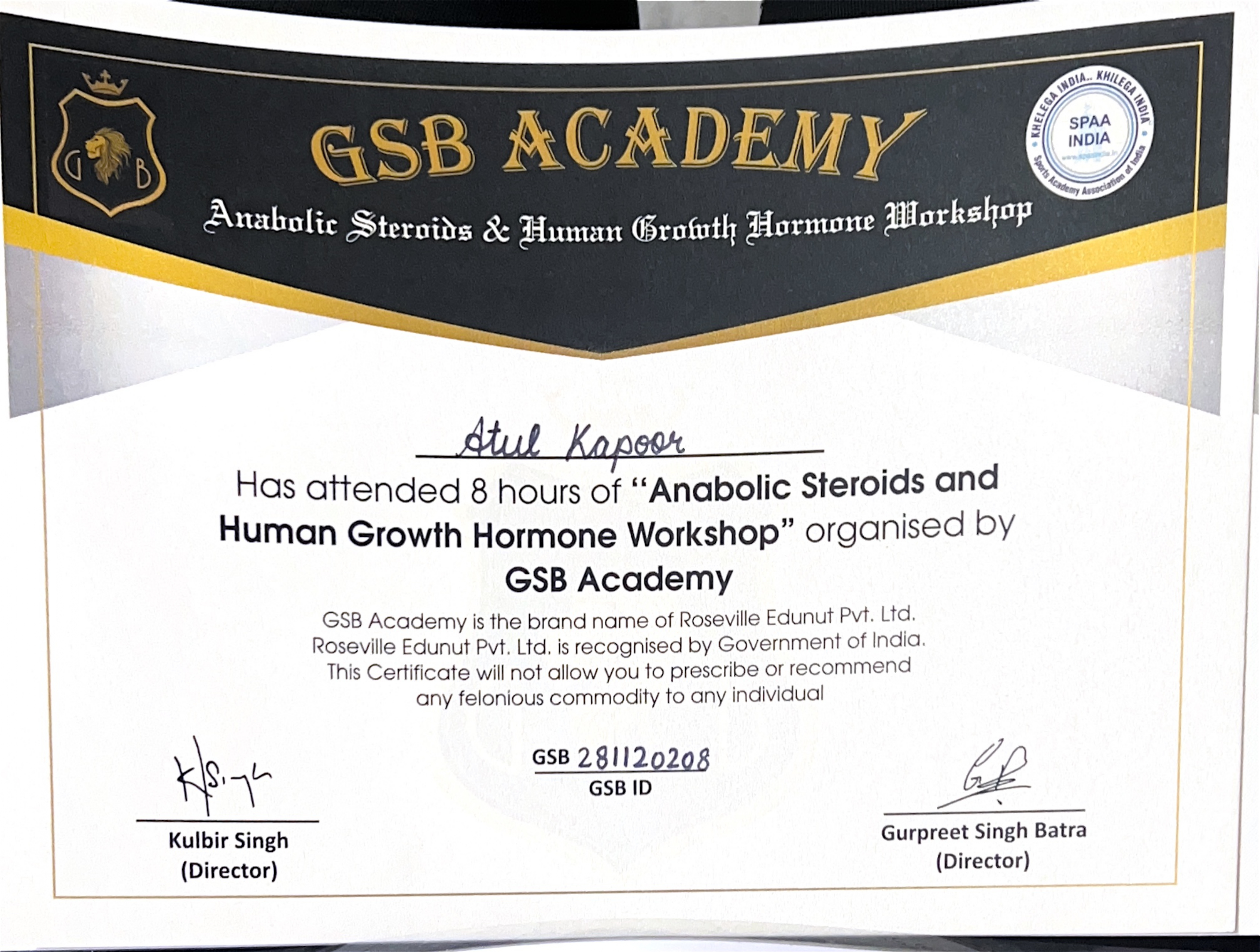 GSB Academy Steroids & HGH Workshop